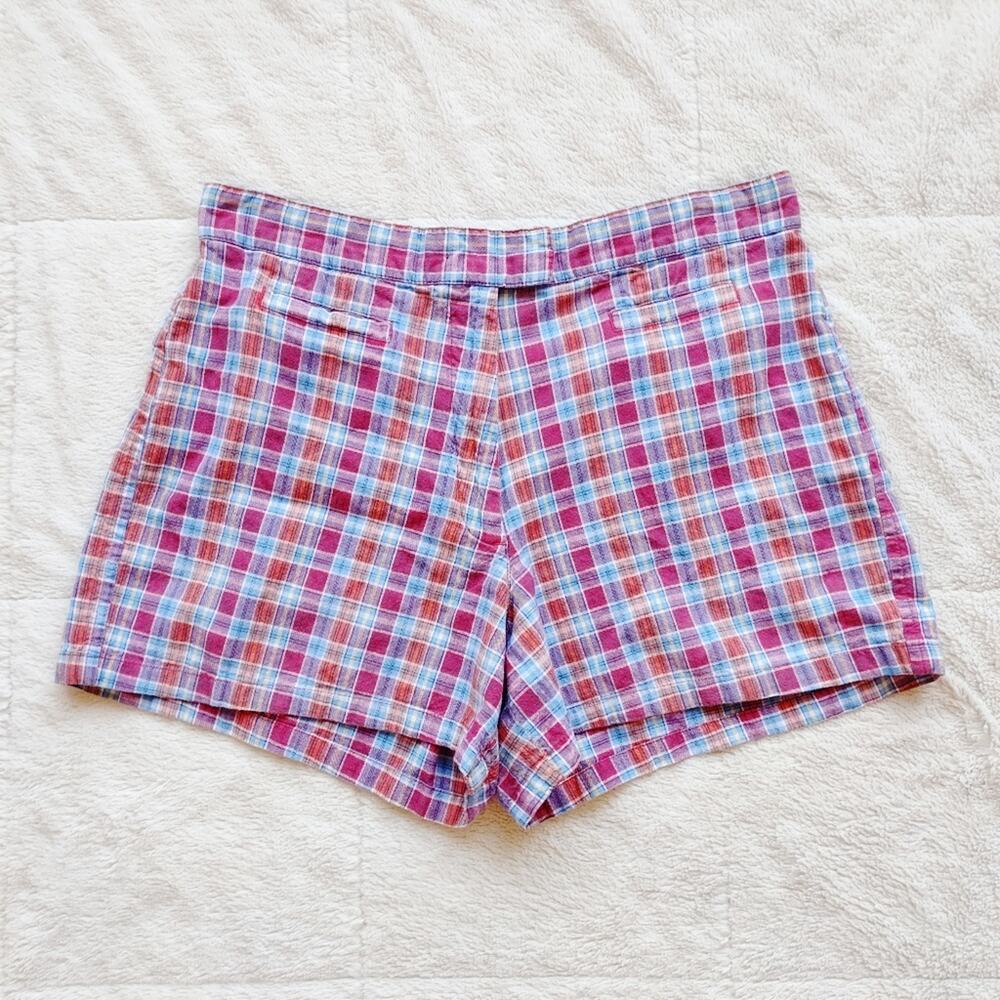 Tommy Hilfiger Red and Blue Plaid Women Shorts